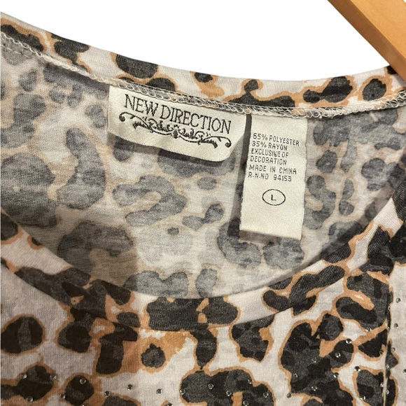 New Directions Animal Print Ruffle Sleeve Blouse - Picture 4 of 4